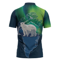 Greenland Is Not For Sale Zipper Polo Shirt Arctic Aurora Borealis