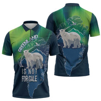 Greenland Is Not For Sale Zipper Polo Shirt Arctic Aurora Borealis