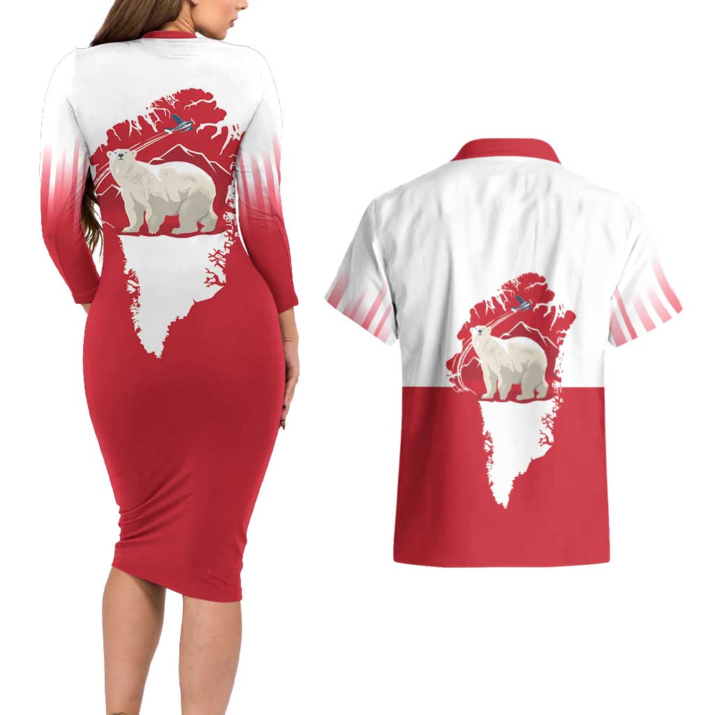 Nu Det Nuuk Greenland Not For Sale Couples Matching Long Sleeve Bodycon Dress and Hawaiian Shirt