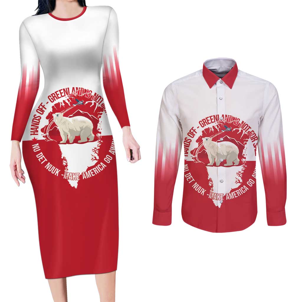 Nu Det Nuuk Greenland Not For Sale Couples Matching Long Sleeve Bodycon Dress and Long Sleeve Button Shirt