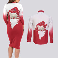 Nu Det Nuuk Greenland Not For Sale Couples Matching Long Sleeve Bodycon Dress and Long Sleeve Button Shirt