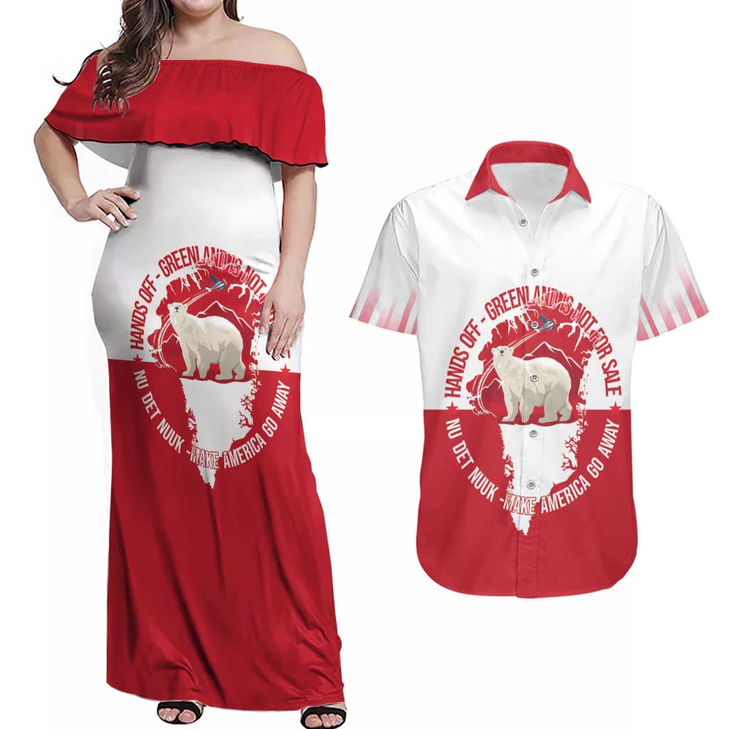 Nu Det Nuuk Greenland Not For Sale Couples Matching Off Shoulder Maxi Dress and Hawaiian Shirt