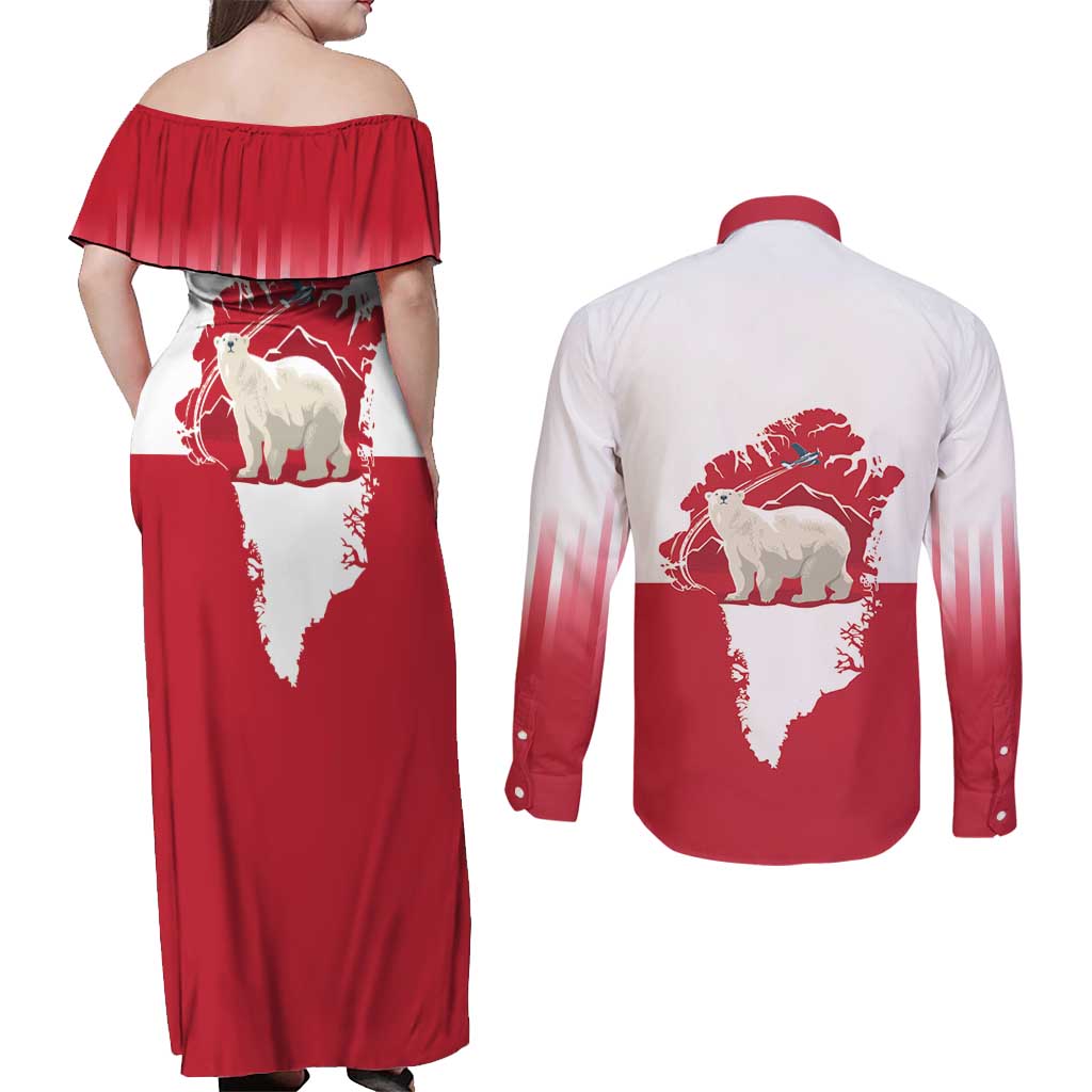 Nu Det Nuuk Greenland Not For Sale Couples Matching Off Shoulder Maxi Dress and Long Sleeve Button Shirt