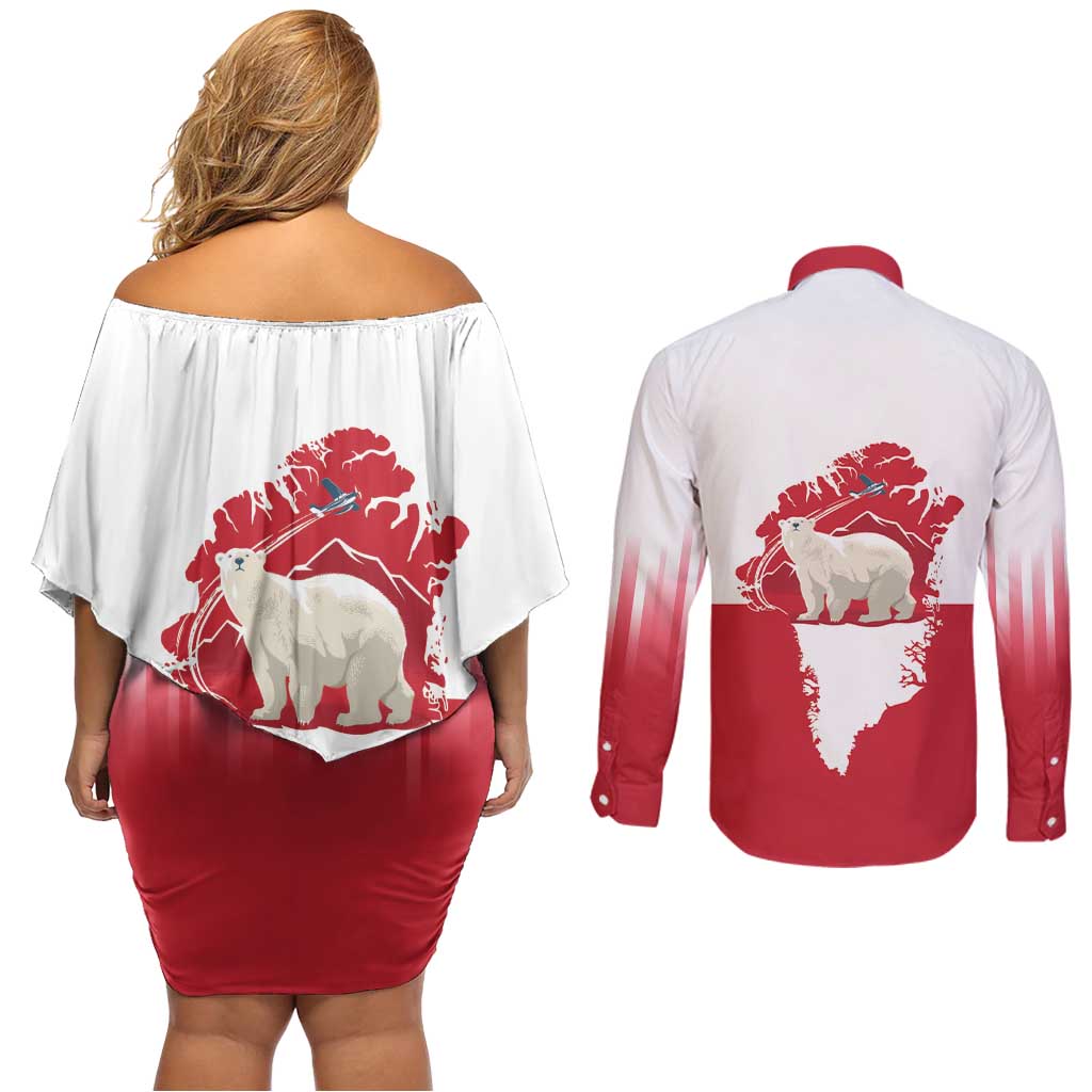 Nu Det Nuuk Greenland Not For Sale Couples Matching Off Shoulder Short Dress and Long Sleeve Button Shirt
