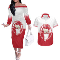 Nu Det Nuuk Greenland Not For Sale Couples Matching Off The Shoulder Long Sleeve Dress and Hawaiian Shirt