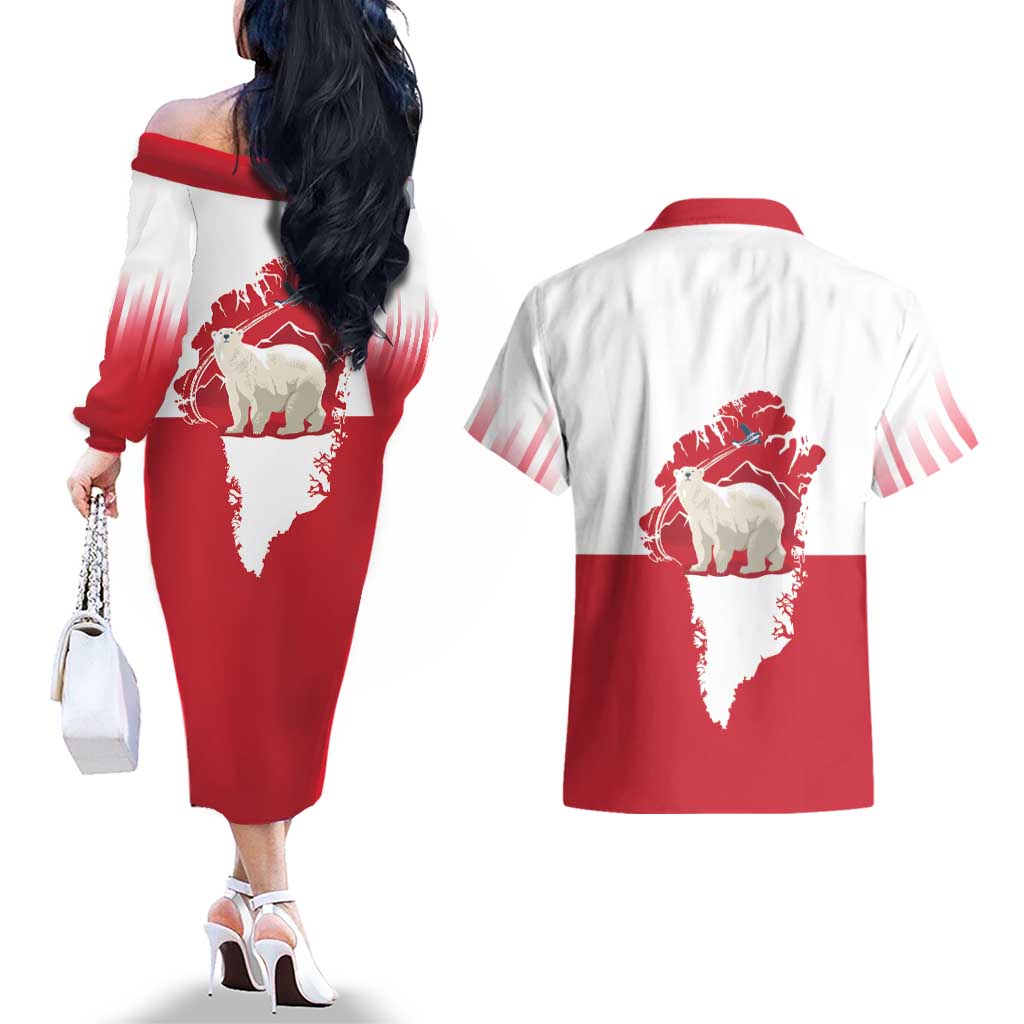 Nu Det Nuuk Greenland Not For Sale Couples Matching Off The Shoulder Long Sleeve Dress and Hawaiian Shirt
