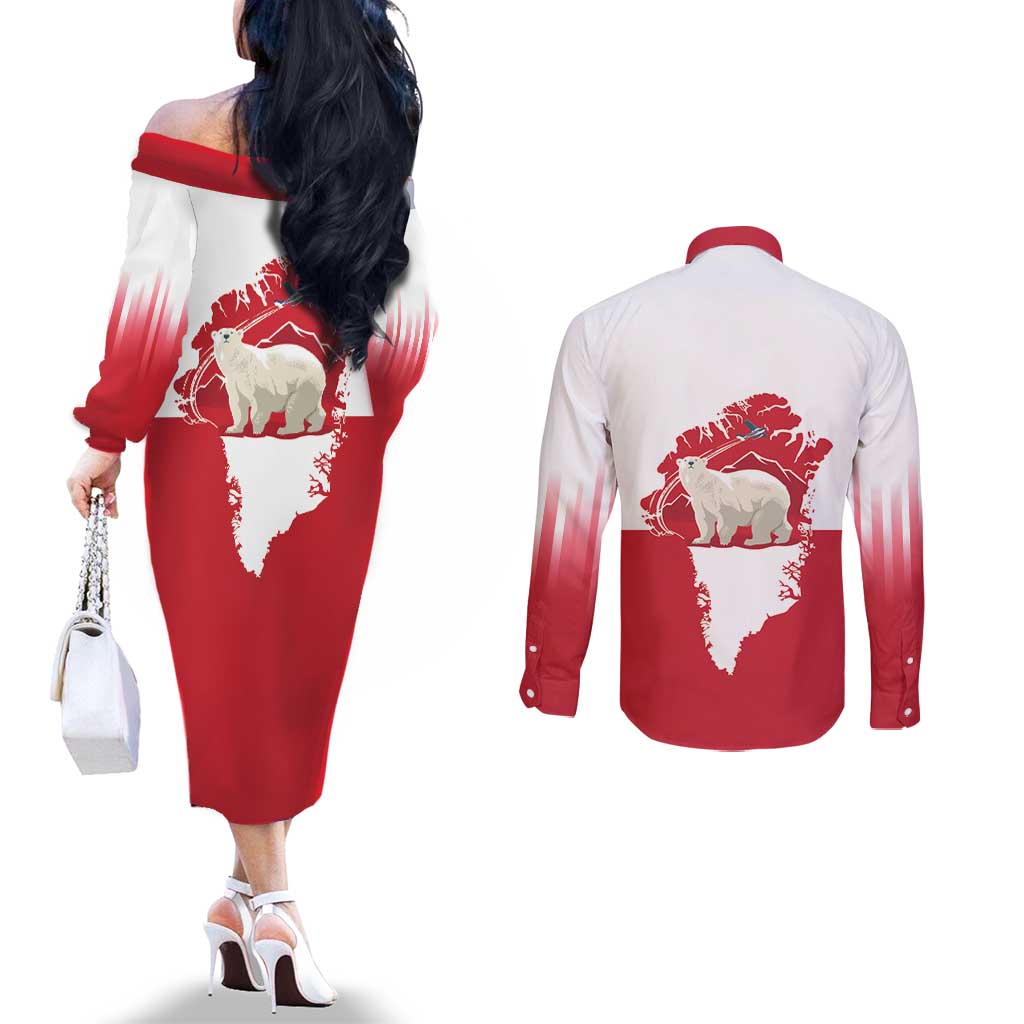 Nu Det Nuuk Greenland Not For Sale Couples Matching Off The Shoulder Long Sleeve Dress and Long Sleeve Button Shirt
