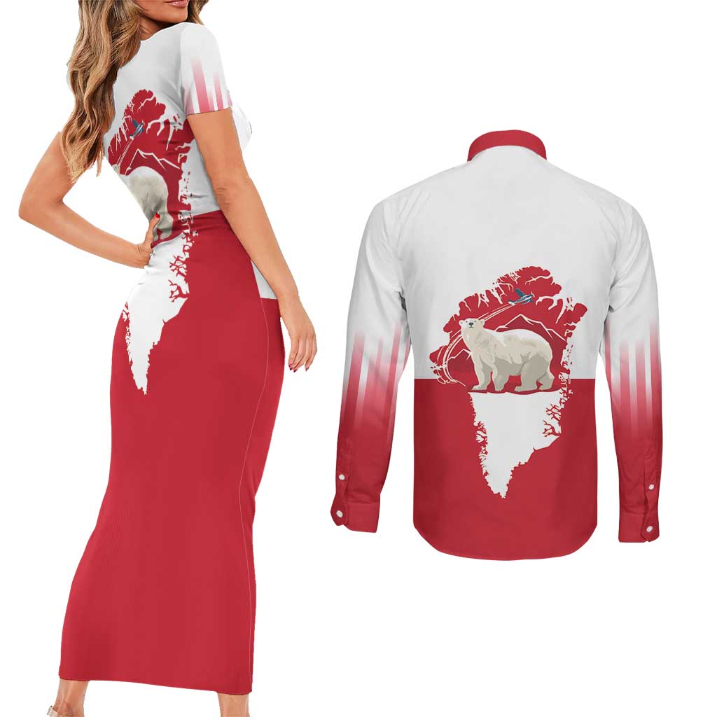 Nu Det Nuuk Greenland Not For Sale Couples Matching Short Sleeve Bodycon Dress and Long Sleeve Button Shirt