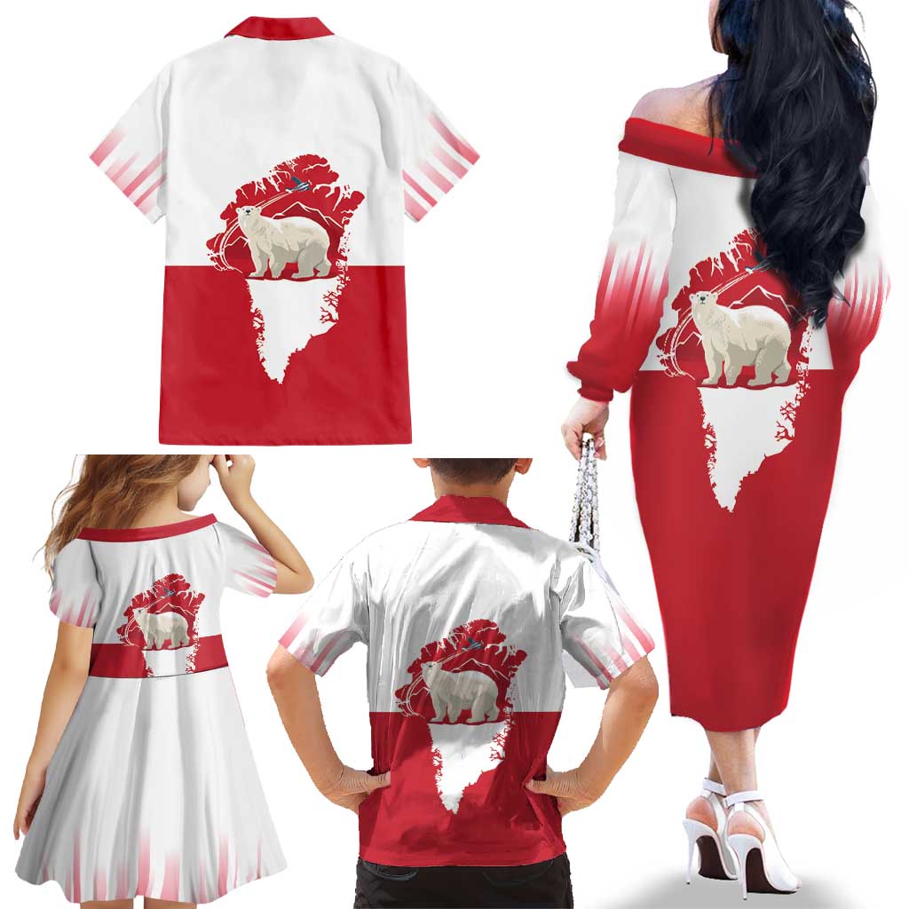 Nu Det Nuuk Greenland Not For Sale Family Matching Off The Shoulder Long Sleeve Dress and Hawaiian Shirt