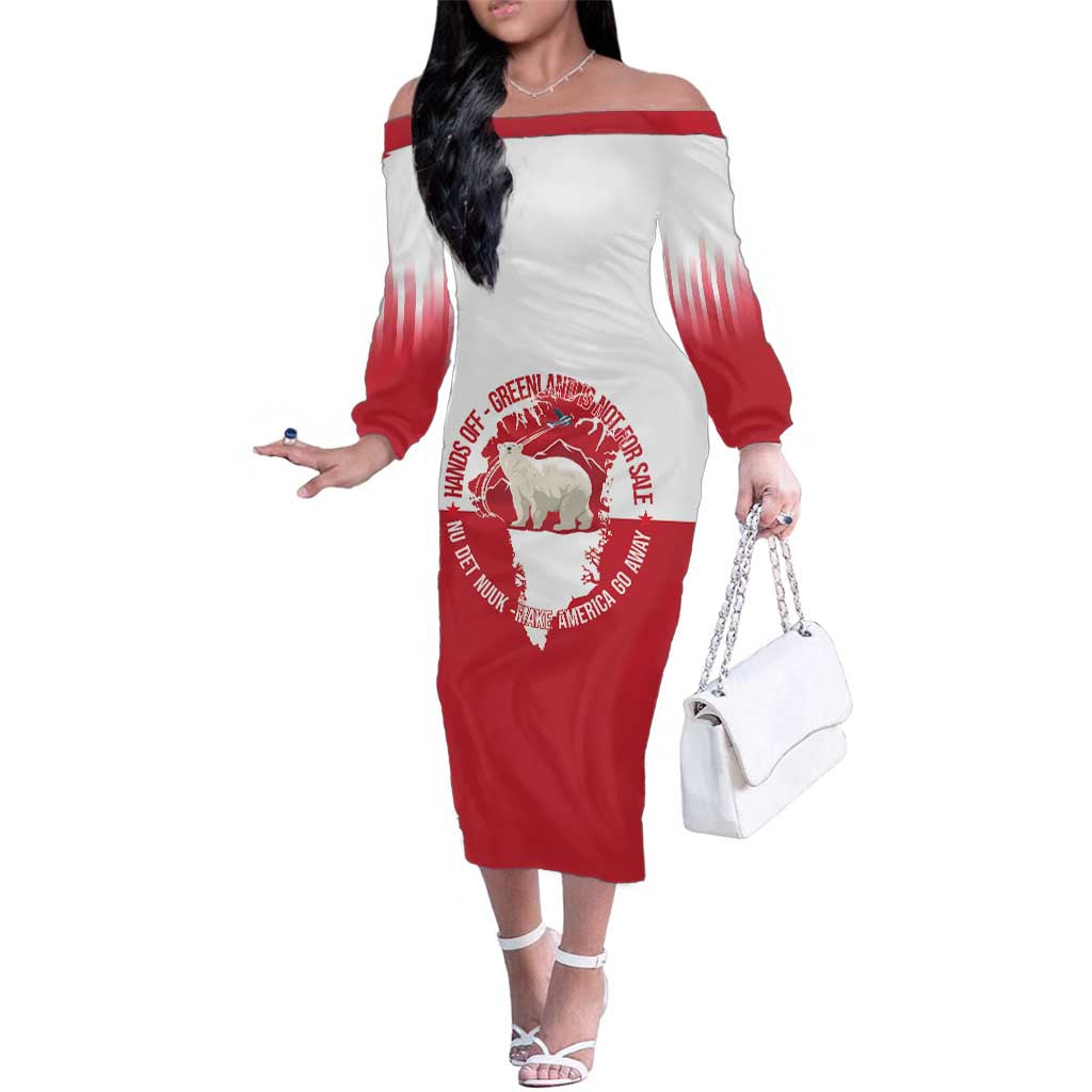 Nu Det Nuuk Greenland Not For Sale Family Matching Off The Shoulder Long Sleeve Dress and Hawaiian Shirt