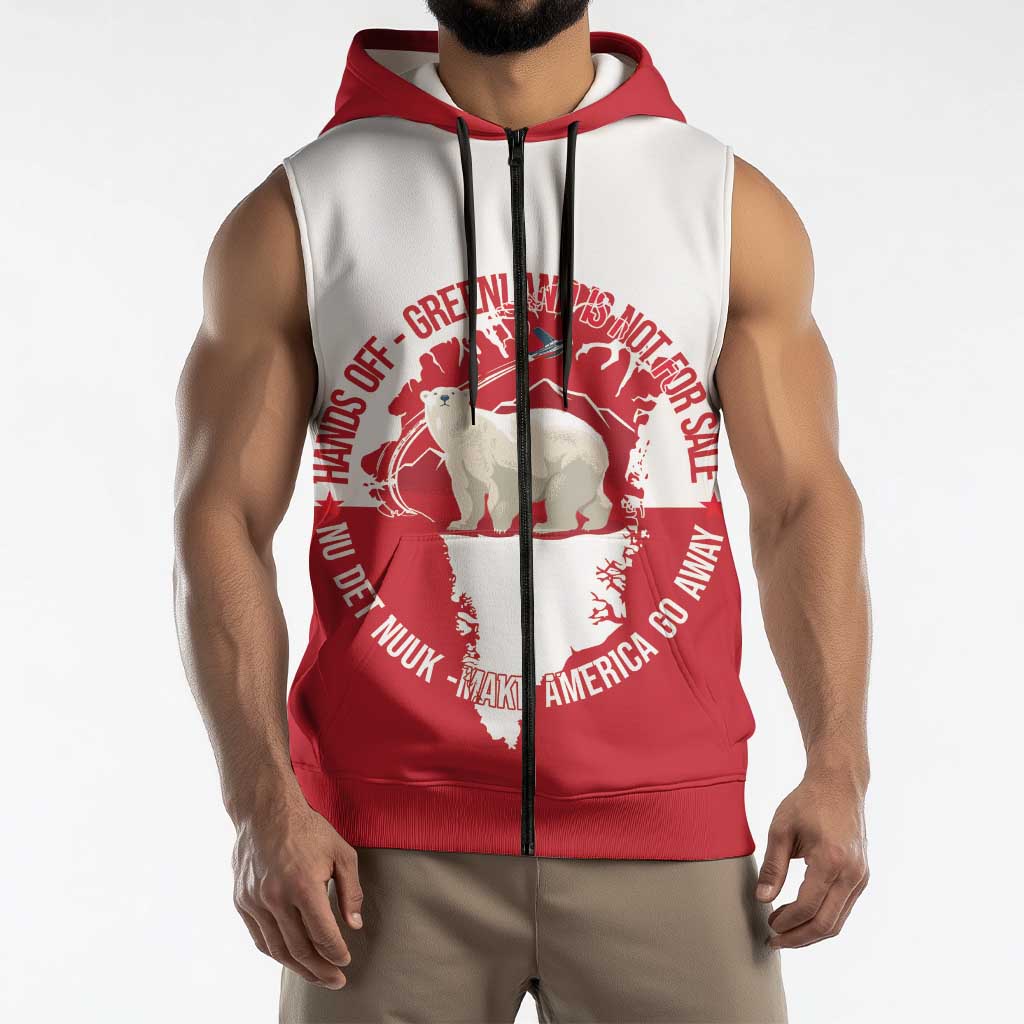 Nu Det Nuuk Greenland Not For Sale Sleeveless Zip Hoodie