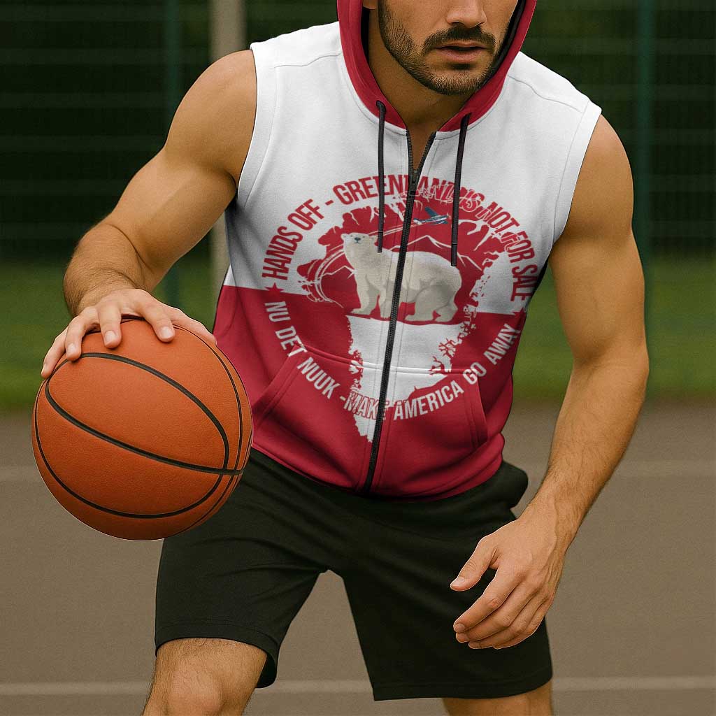 Nu Det Nuuk Greenland Not For Sale Sleeveless Zip Hoodie