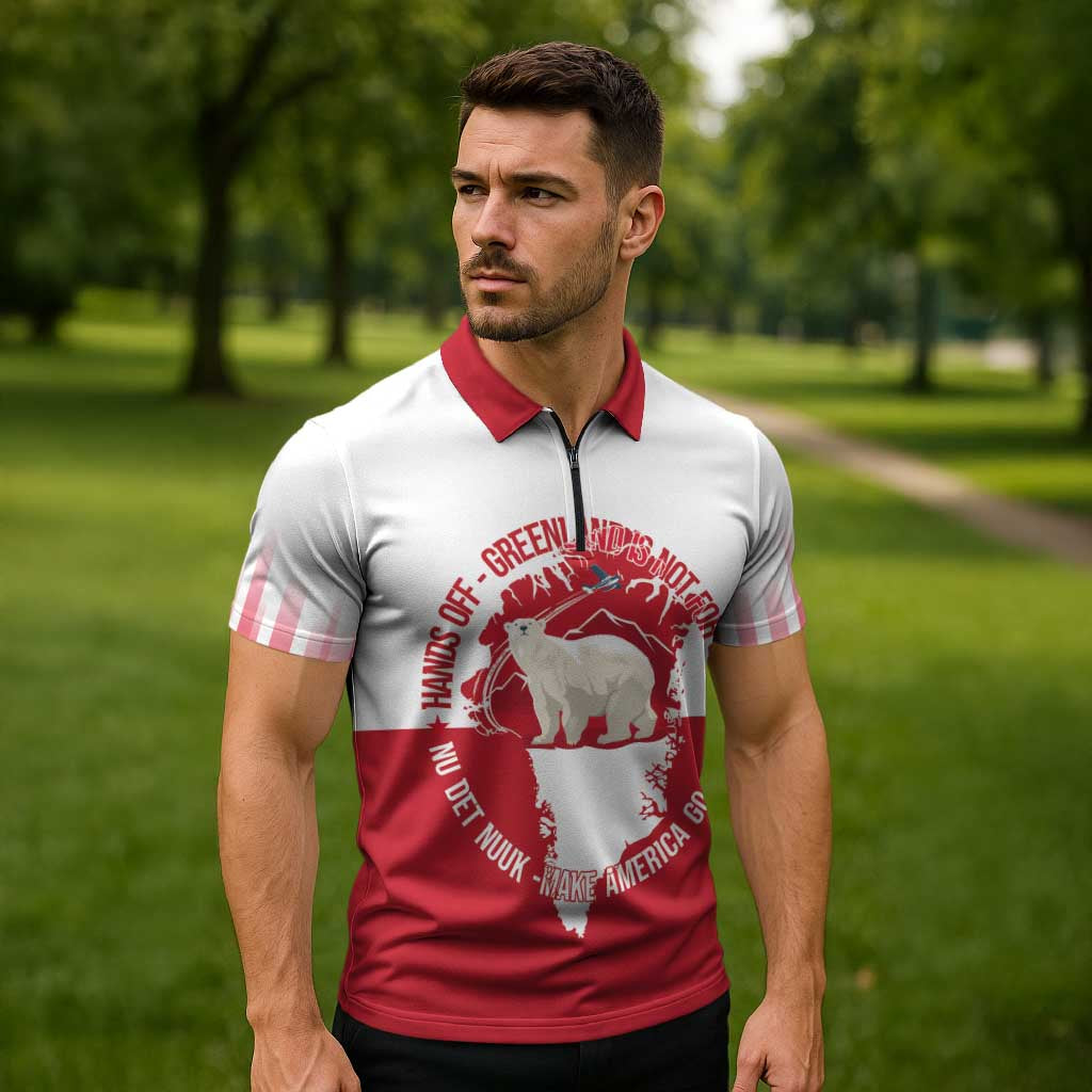 Nu Det Nuuk Greenland Not For Sale Zipper Polo Shirt