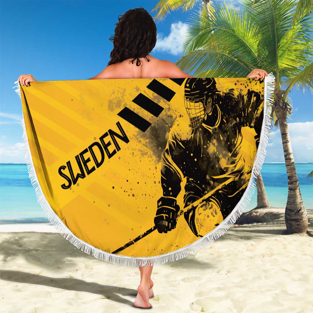 Sweden Ice Hockey Personalized Beach Blanket Tre Kronor - GO Sweden