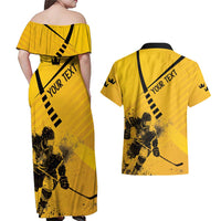 Sweden Ice Hockey Personalized Couples Matching Off Shoulder Maxi Dress and Hawaiian Shirt Tre Kronor - GO Sweden