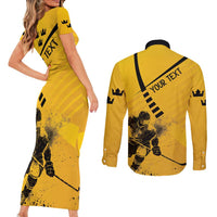 Sweden Ice Hockey Personalized Couples Matching Short Sleeve Bodycon Dress and Long Sleeve Button Shirt Tre Kronor - GO Sweden