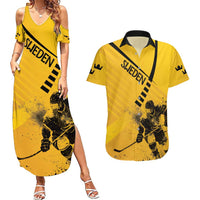 Sweden Ice Hockey Personalized Couples Matching Summer Maxi Dress and Hawaiian Shirt Tre Kronor - GO Sweden