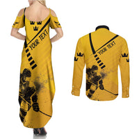 Sweden Ice Hockey Personalized Couples Matching Summer Maxi Dress and Long Sleeve Button Shirt Tre Kronor - GO Sweden