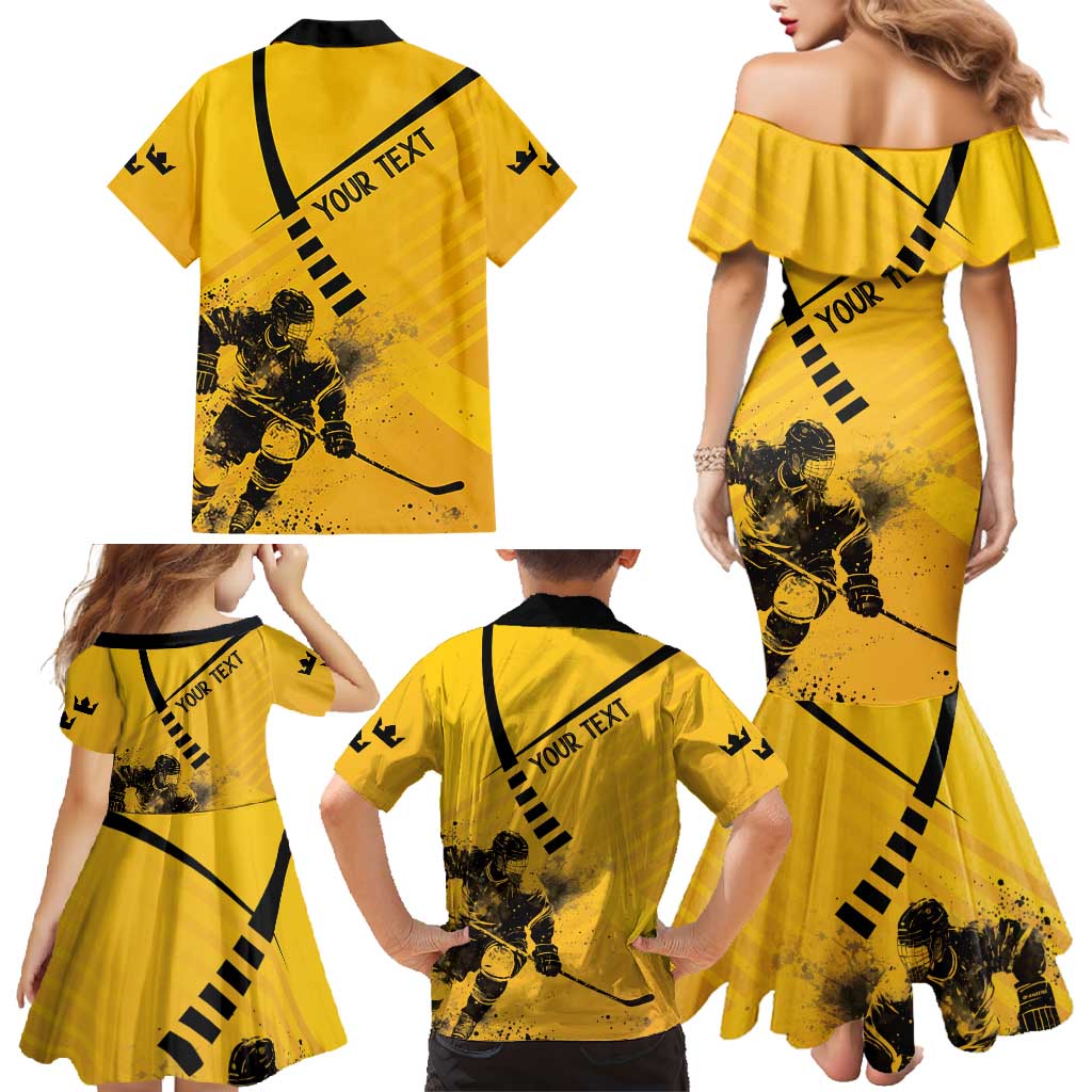 Sweden Ice Hockey Personalized Family Matching Mermaid Dress and Hawaiian Shirt Tre Kronor - GO Sweden