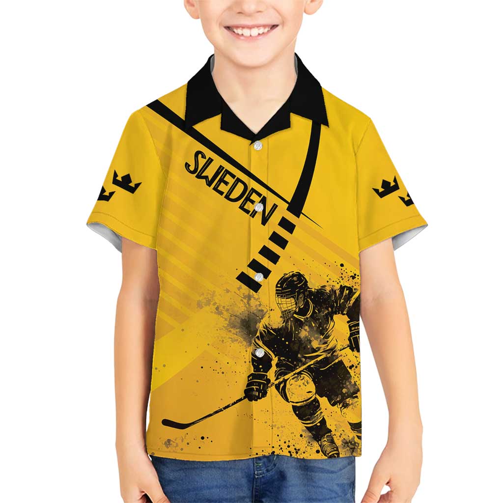 Sweden Ice Hockey Personalized Family Matching Summer Maxi Dress and Hawaiian Shirt Tre Kronor - GO Sweden