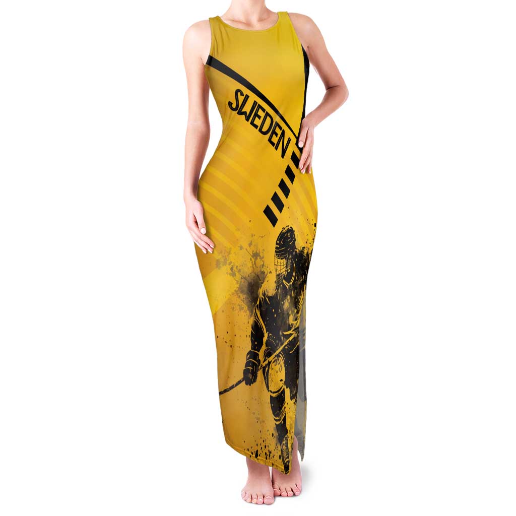 Sweden Ice Hockey Personalized Family Matching Tank Maxi Dress and Hawaiian Shirt Tre Kronor - GO Sweden