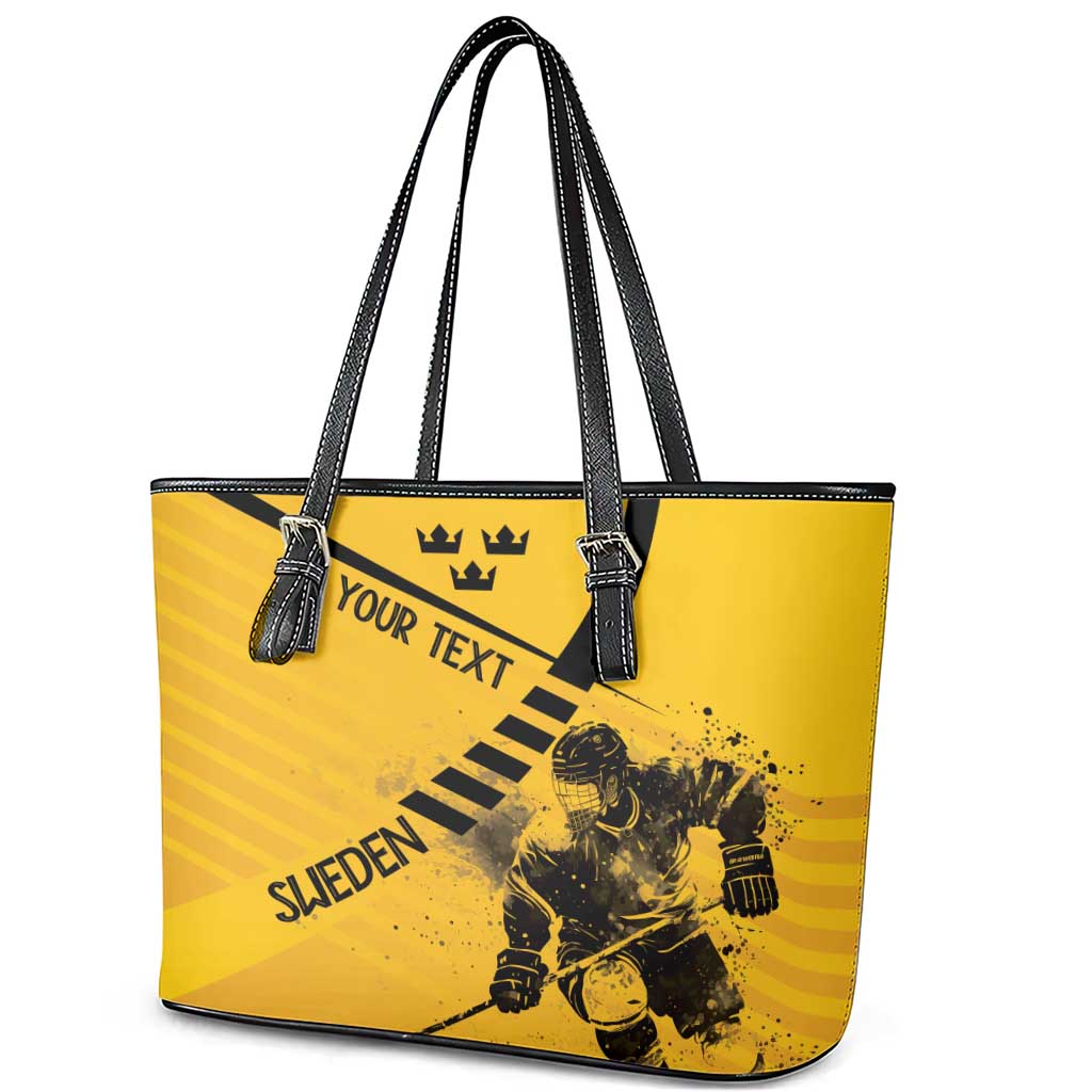 Sweden Ice Hockey Personalized Leather Tote Bag Tre Kronor - GO Sweden
