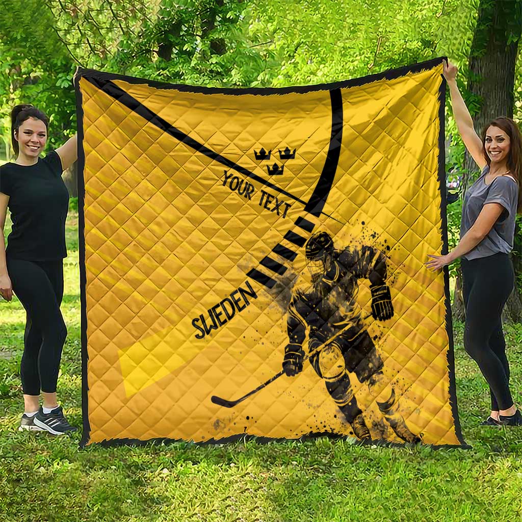 Sweden Ice Hockey Personalized Quilt Tre Kronor - GO Sweden
