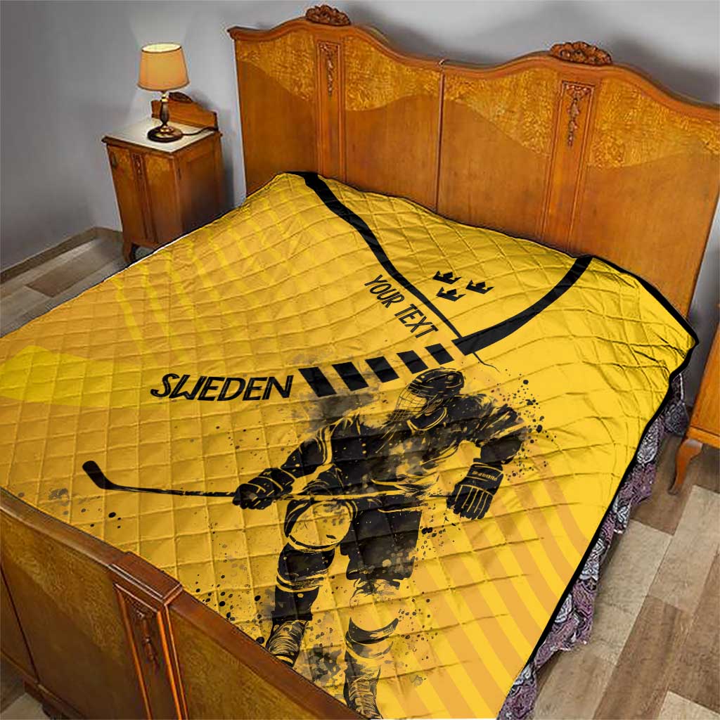 Sweden Ice Hockey Personalized Quilt Tre Kronor - GO Sweden