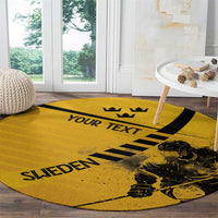 Sweden Ice Hockey Personalized Round Carpet Tre Kronor - GO Sweden
