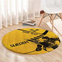 Sweden Ice Hockey Personalized Round Carpet Tre Kronor - GO Sweden