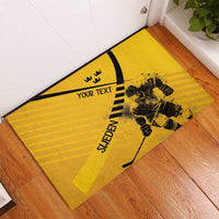 Sweden Ice Hockey Personalized Rubber Doormat Tre Kronor - GO Sweden