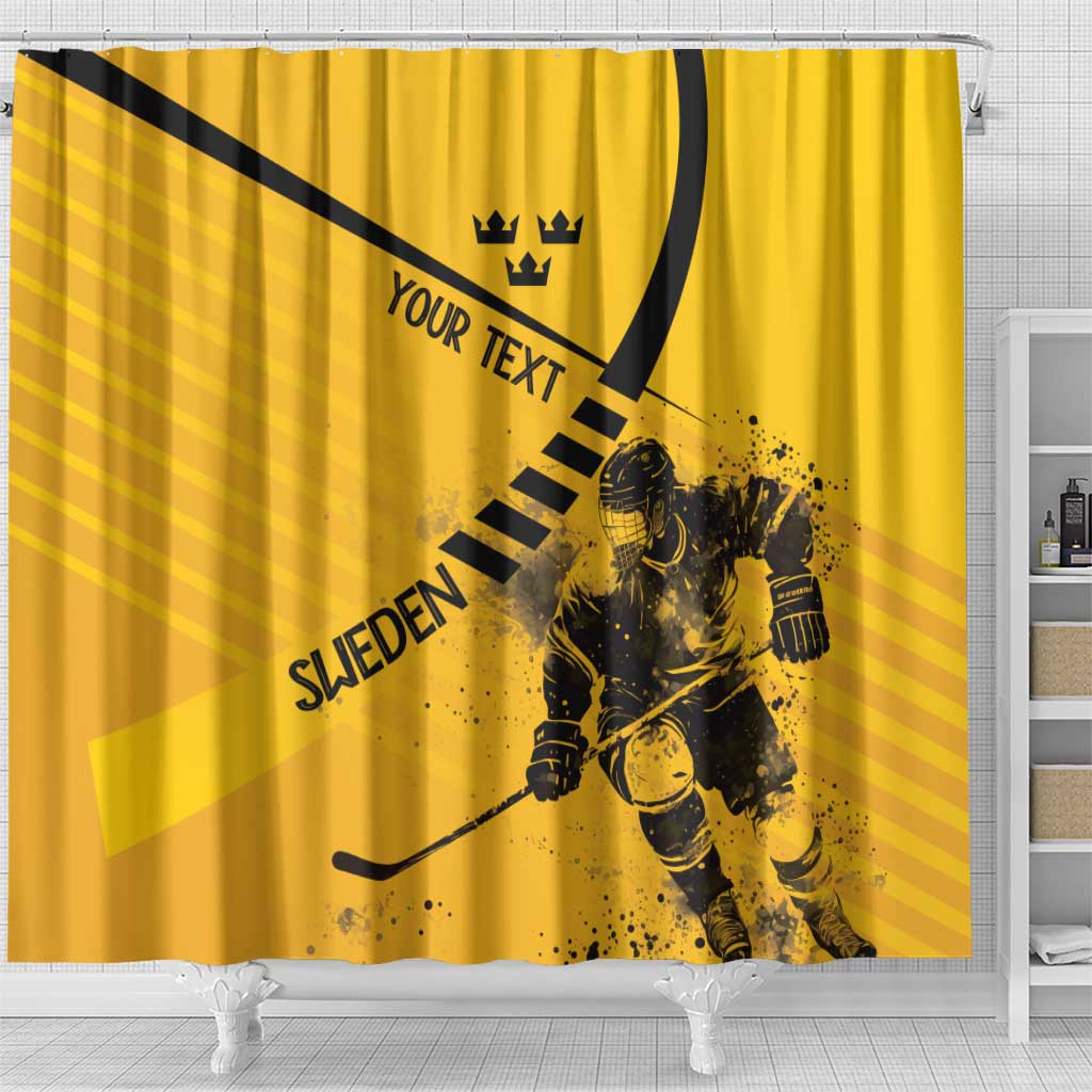 Sweden Ice Hockey Personalized Shower Curtain Tre Kronor - GO Sweden