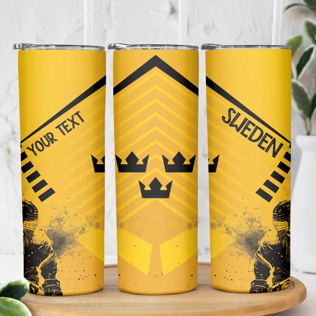 Sweden Ice Hockey Personalized Skinny Tumbler Tre Kronor - GO Sweden