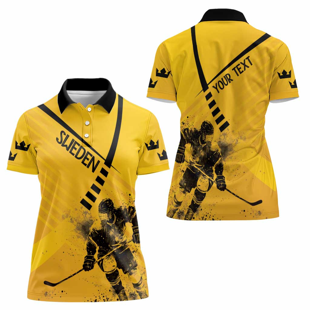 Sweden Ice Hockey Personalized Women Polo Shirt Tre Kronor - GO Sweden