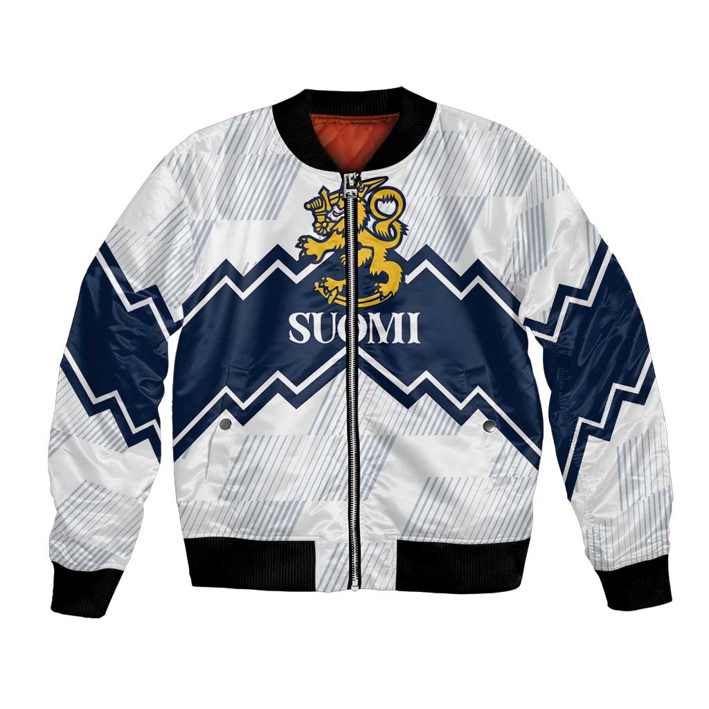 Suomi Ice Hockey Custom Bomber Jacket Scandinavian Mountains Inspired