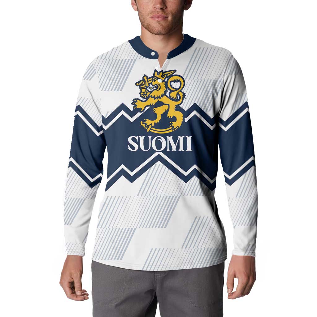 Suomi Ice Hockey Custom Button Sweatshirt Scandinavian Mountains Inspired