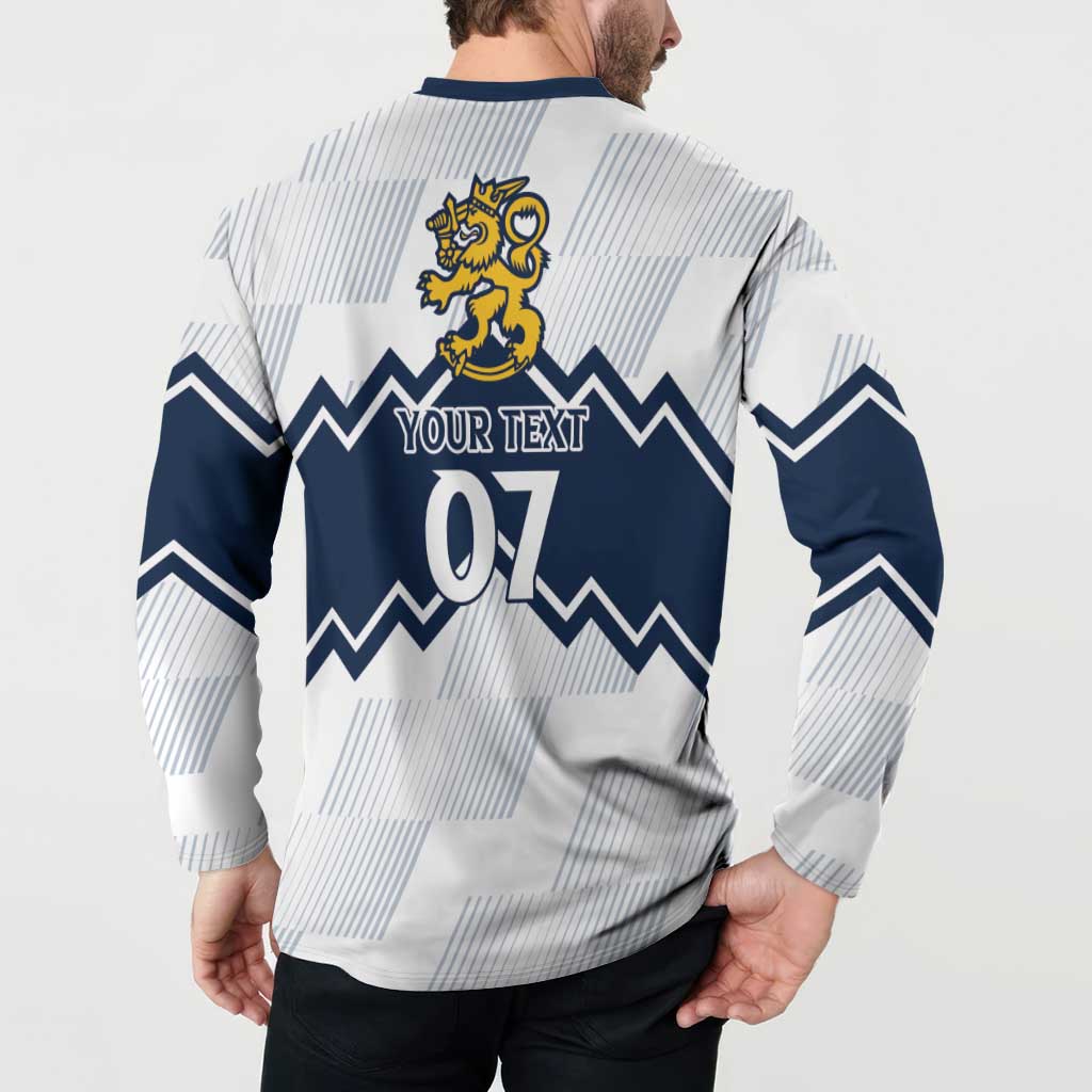 Suomi Ice Hockey Custom Button Sweatshirt Scandinavian Mountains Inspired