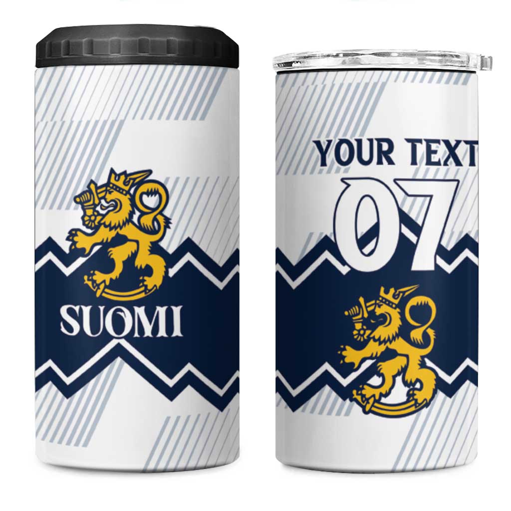 Suomi Ice Hockey Custom 4 in 1 Can Cooler Tumbler Scandinavian Mountains Inspired
