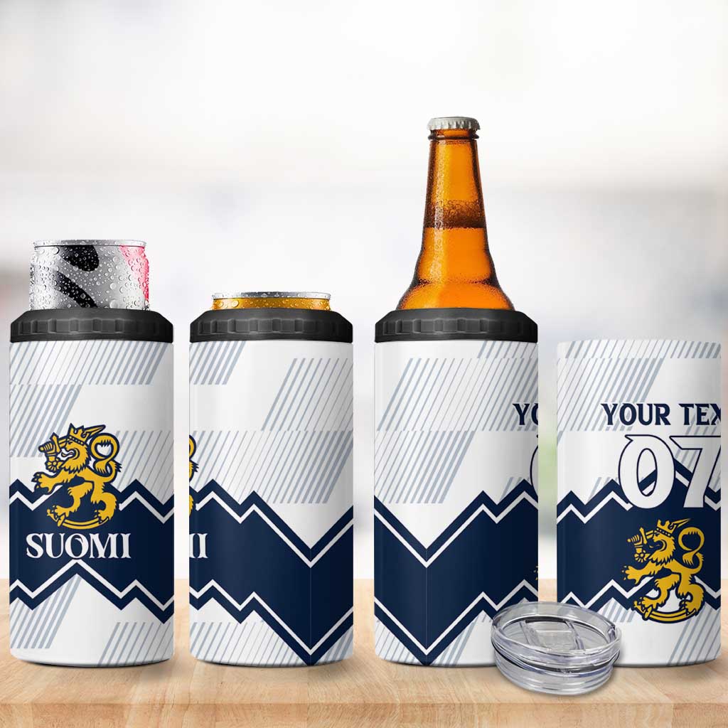 Suomi Ice Hockey Custom 4 in 1 Can Cooler Tumbler Scandinavian Mountains Inspired