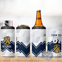 Suomi Ice Hockey Custom 4 in 1 Can Cooler Tumbler Scandinavian Mountains Inspired