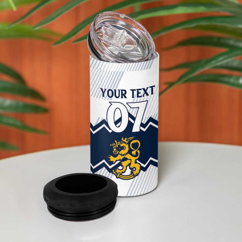 Suomi Ice Hockey Custom 4 in 1 Can Cooler Tumbler Scandinavian Mountains Inspired