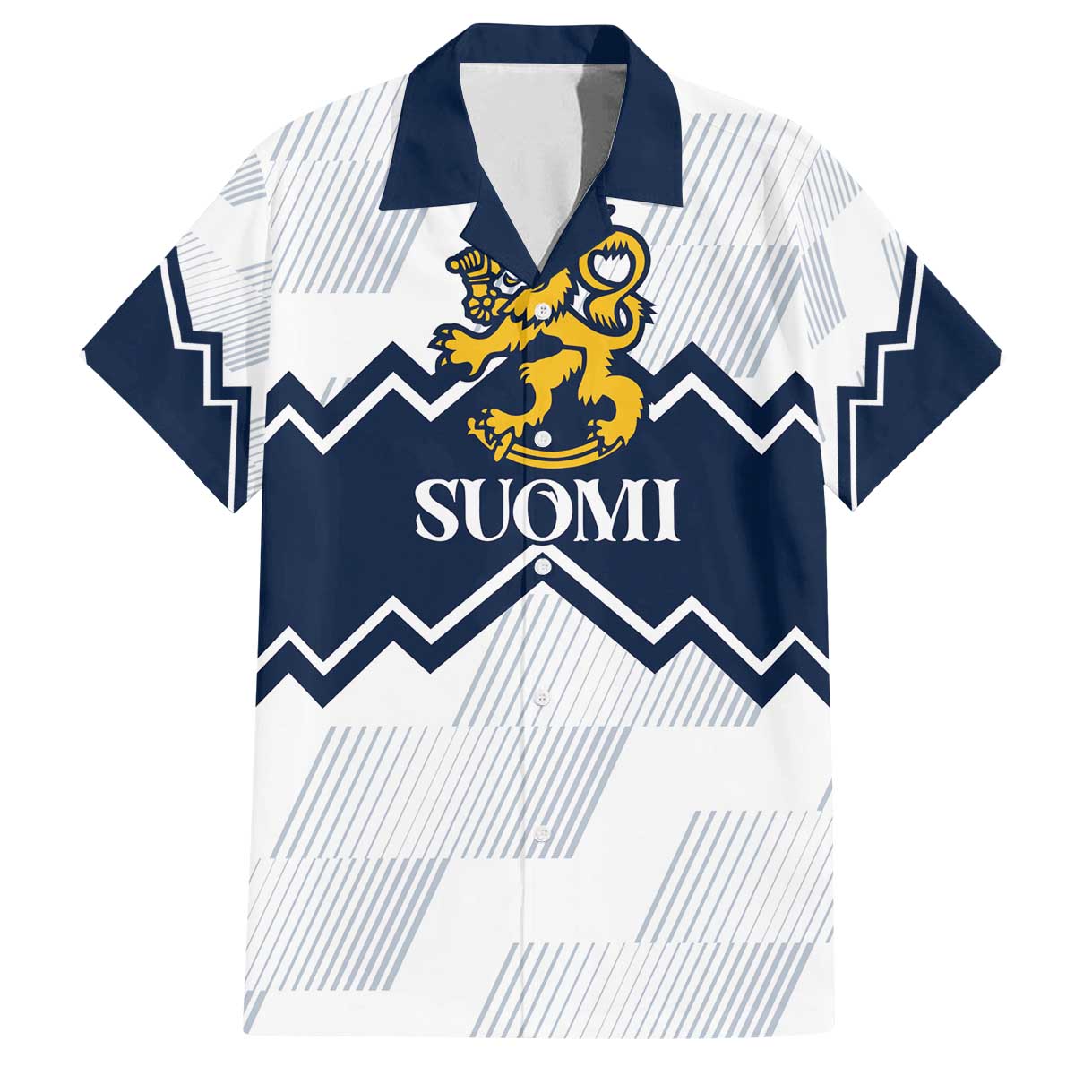 Suomi Ice Hockey Custom Family Matching Off The Shoulder Long Sleeve Dress and Hawaiian Shirt Scandinavian Mountains Inspired