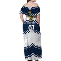 Suomi Ice Hockey Custom Family Matching Off Shoulder Maxi Dress and Hawaiian Shirt Scandinavian Mountains Inspired