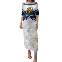 Suomi Ice Hockey Custom Family Matching Puletasi and Hawaiian Shirt Scandinavian Mountains Inspired