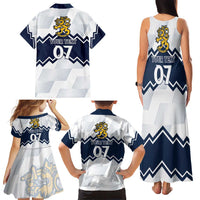 Suomi Ice Hockey Custom Family Matching Tank Maxi Dress and Hawaiian Shirt Scandinavian Mountains Inspired