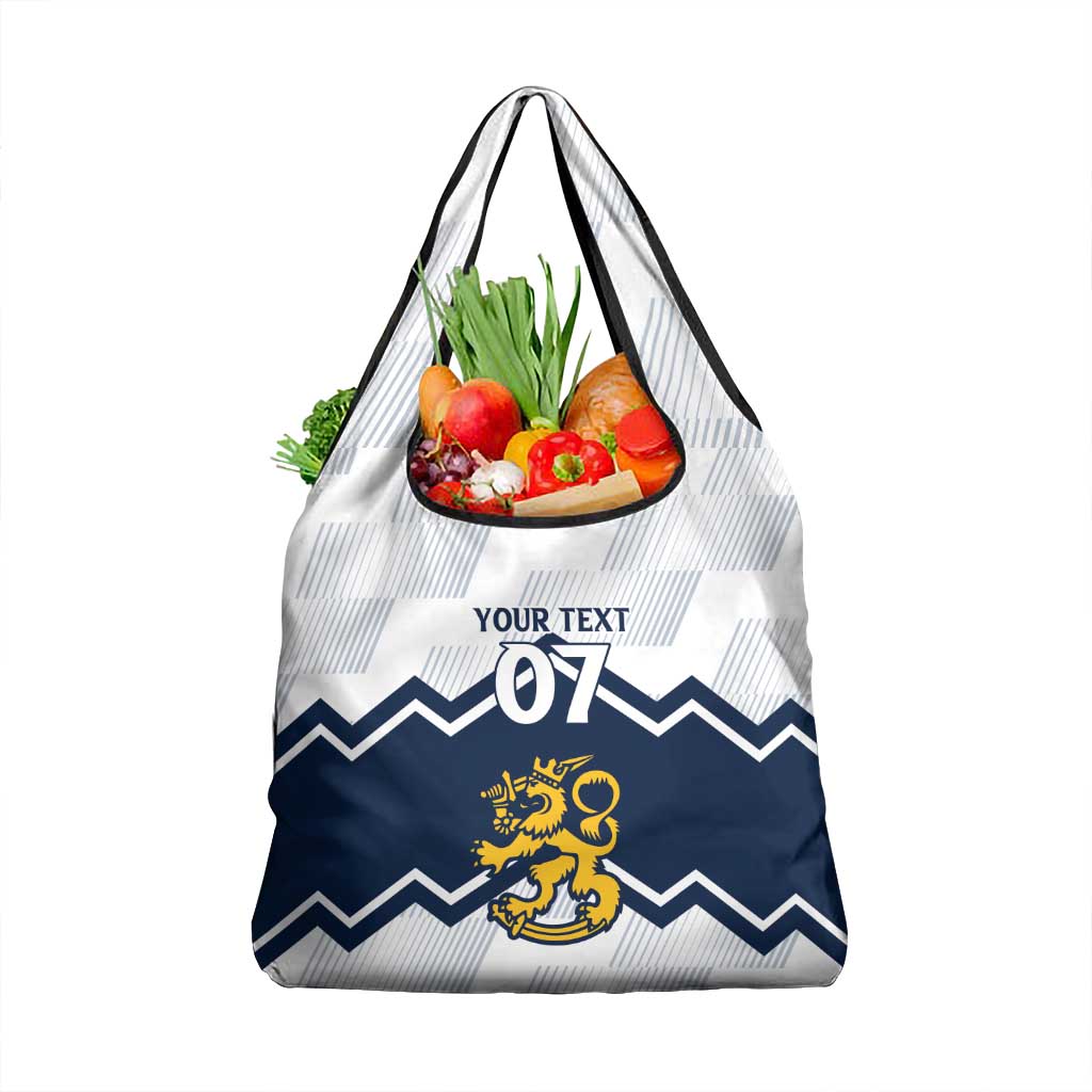 Suomi Ice Hockey Custom Grocery Bag Scandinavian Mountains Inspired