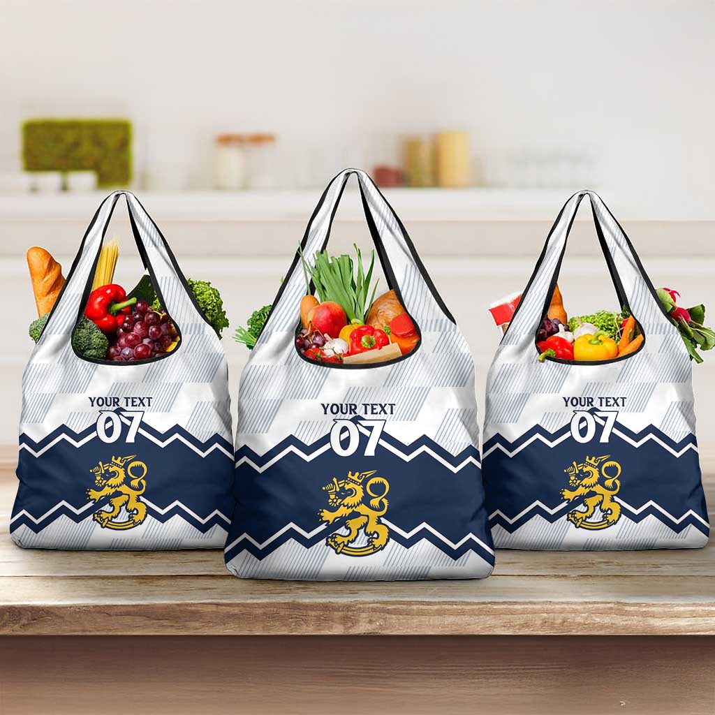 Suomi Ice Hockey Custom Grocery Bag Scandinavian Mountains Inspired