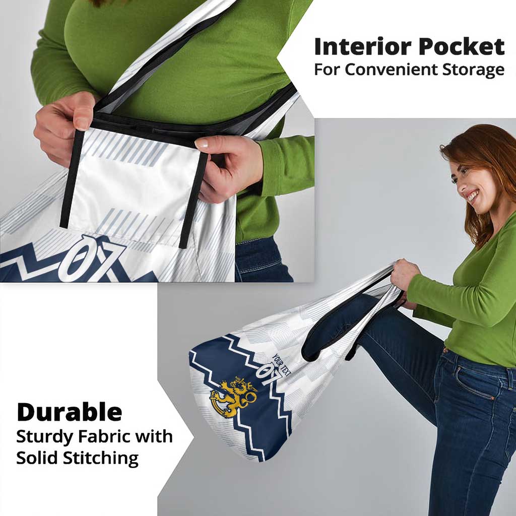 Suomi Ice Hockey Custom Grocery Bag Scandinavian Mountains Inspired