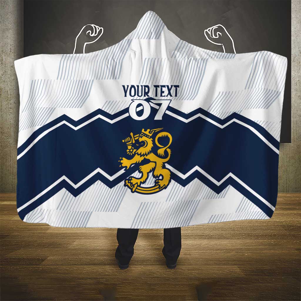 Suomi Ice Hockey Custom Hooded Blanket Scandinavian Mountains Inspired