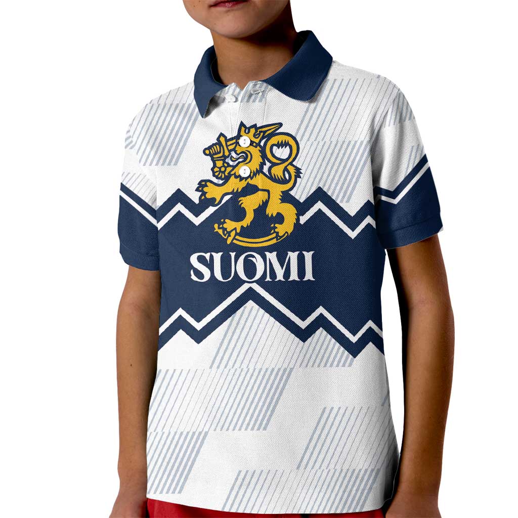 Suomi Ice Hockey Custom Kid Polo Shirt Scandinavian Mountains Inspired